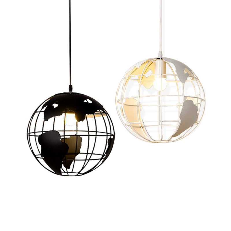 Industrial Metallic Pendant Light - Cage Globe Ceiling For Coffee Shop