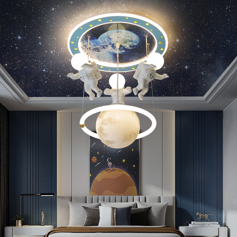 Hanging Cartoon Moon Pendant Light For Boys Bedroom