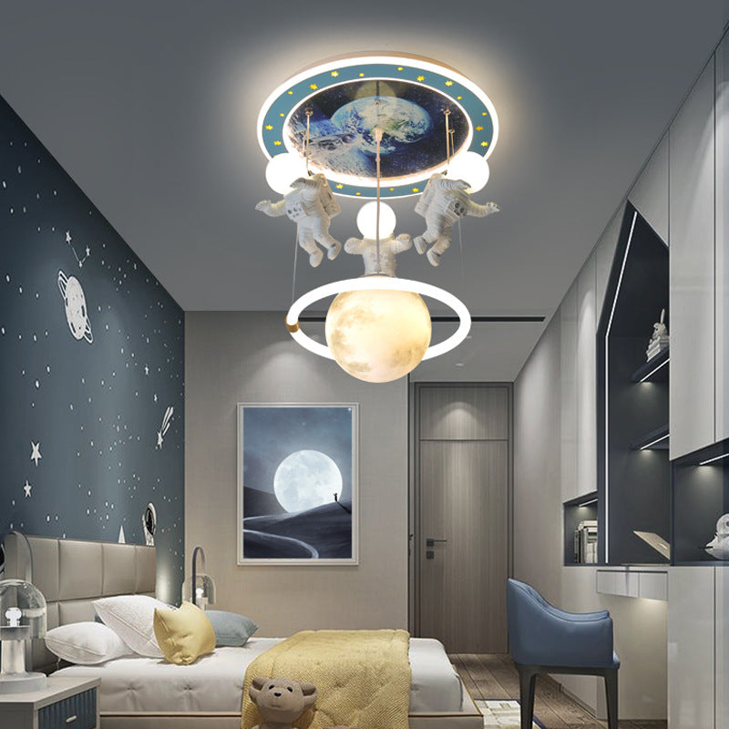 Hanging Cartoon Moon Pendant Light For Boys Bedroom