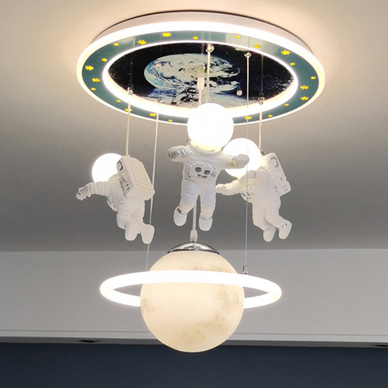 Hanging Cartoon Moon Pendant Light For Boys Bedroom