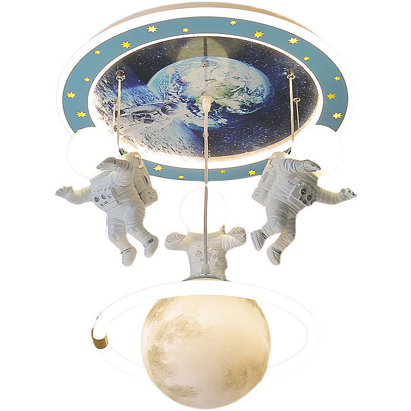 Hanging Cartoon Moon Pendant Light For Boys Bedroom