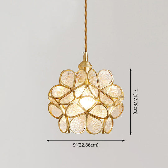 Nordic Style Metallic Pendant Ceiling Light - 1 Flower Hanging Down Lighting For Restaurants