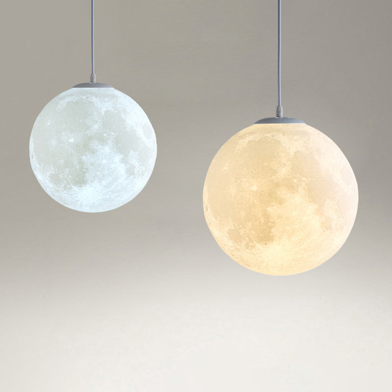 Simplicity Nordic Style Moon Hanging Pendant Light: Plastic Ceiling Fixture For Bedroom - 1-Light