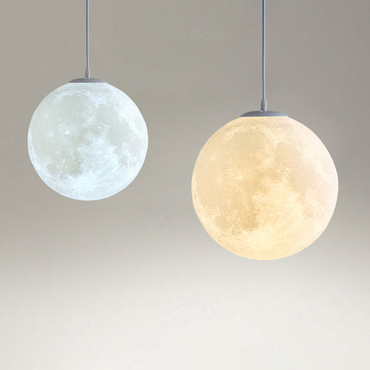 Simplicity Nordic Style Moon Hanging Pendant Light: Plastic Ceiling Fixture For Bedroom - 1-Light