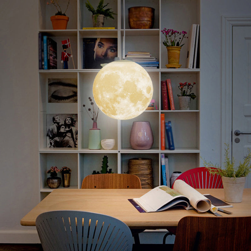 Simplicity Nordic Style Moon Hanging Pendant Light: Plastic Ceiling Fixture For Bedroom - 1-Light