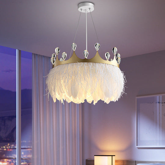 Simplistic Nordic Style 1-Light Crown Suspended Ceiling Lamp For Childrens Bedroom