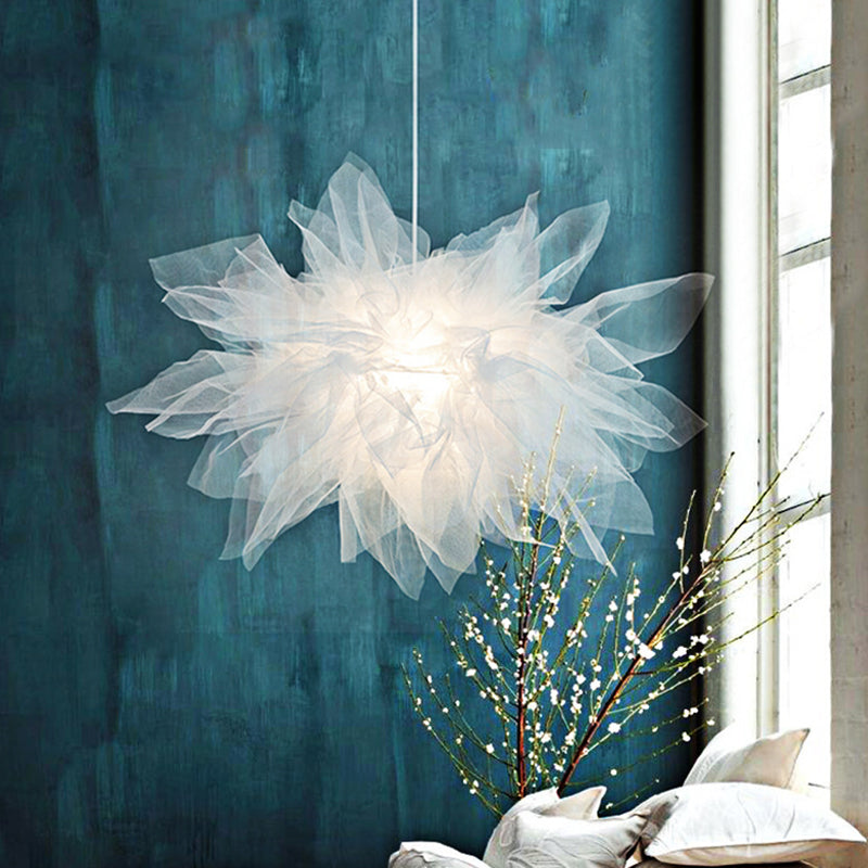 Nordic Style Fabric Flower Pendant Ceiling Light Perfect For Bedroom - 1 Hanging Fixture