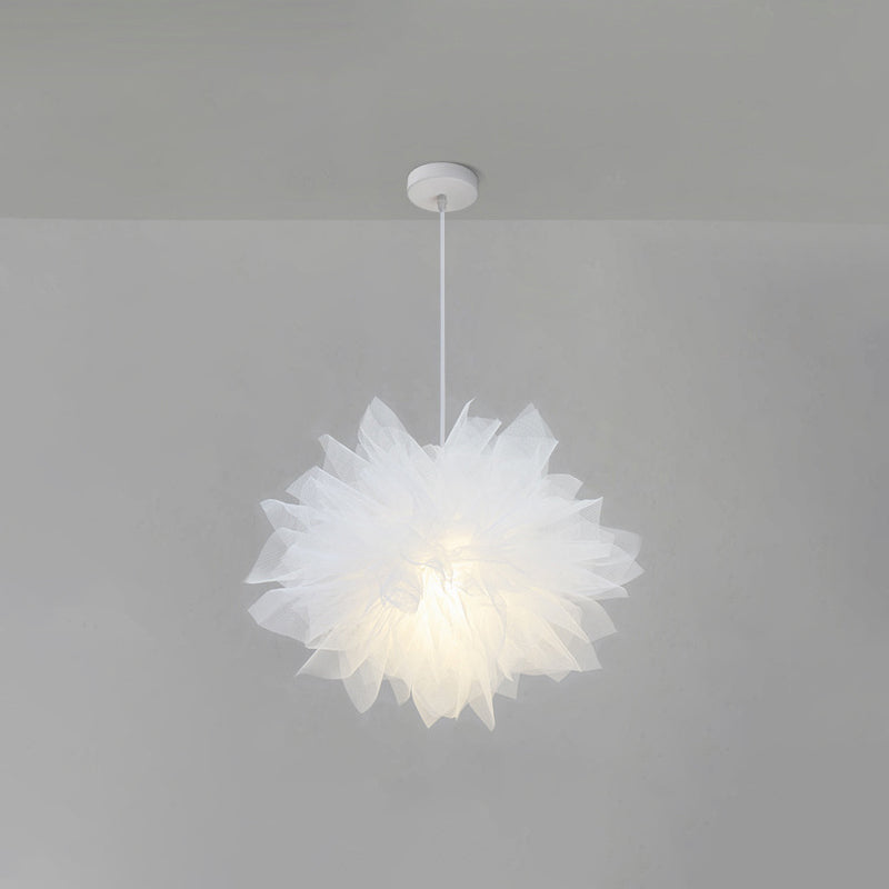 Nordic Style Fabric Flower Pendant Ceiling Light Perfect For Bedroom - 1 Hanging Fixture White / 18