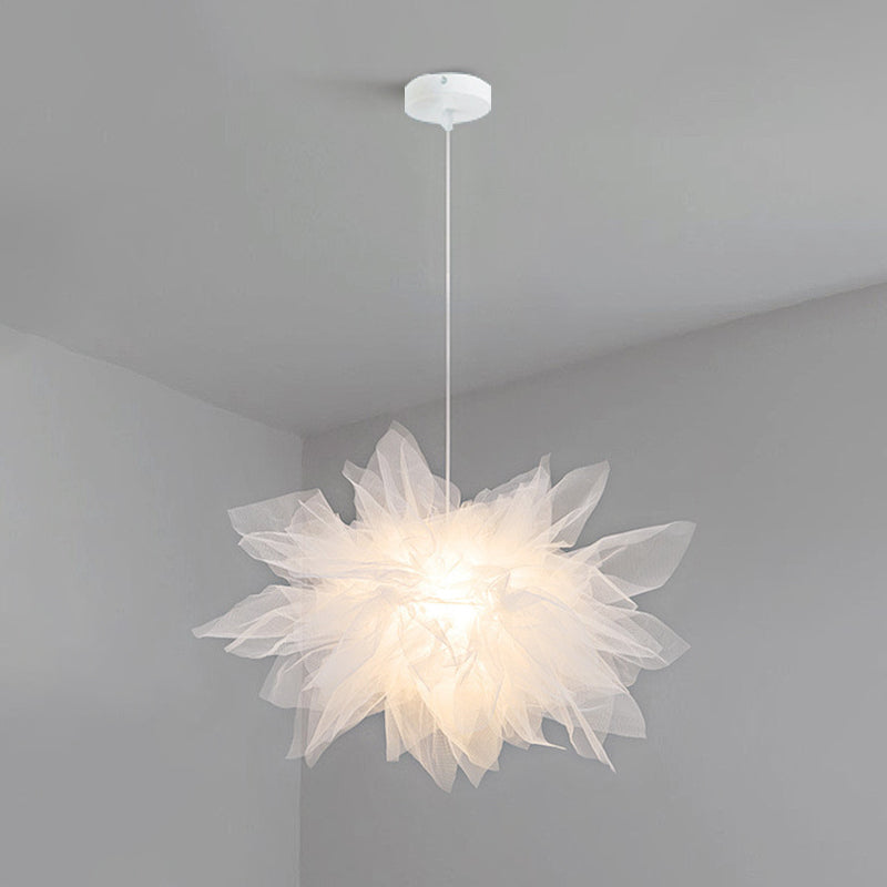 Nordic Style Fabric Flower Pendant Ceiling Light Perfect For Bedroom - 1 Hanging Fixture White / 27