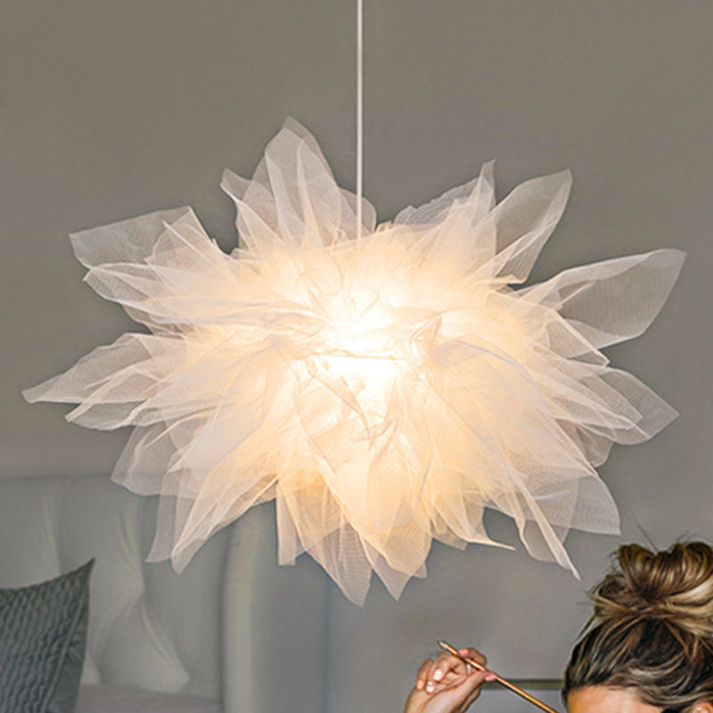 Nordic Style Fabric Flower Pendant Ceiling Light Perfect For Bedroom - 1 Hanging Fixture