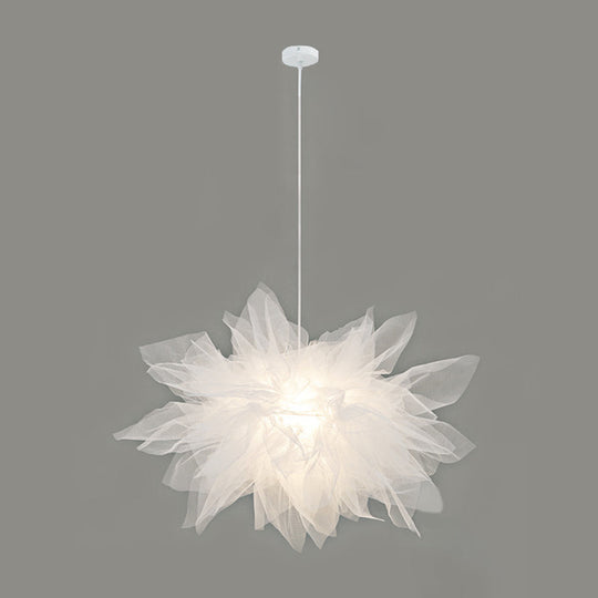 Nordic Style Fabric Flower Pendant Ceiling Light Perfect For Bedroom - 1 Hanging Fixture