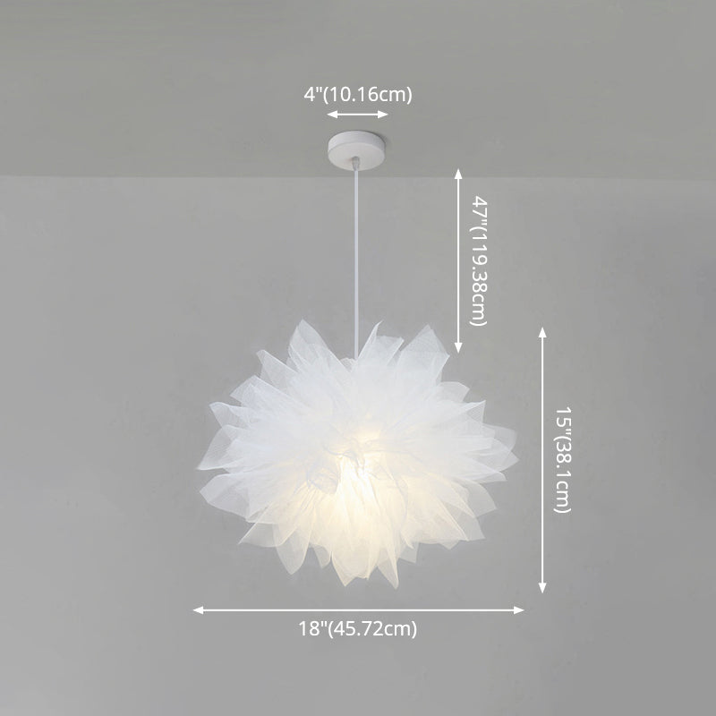 Nordic Style Fabric Flower Pendant Ceiling Light Perfect For Bedroom - 1 Hanging Fixture