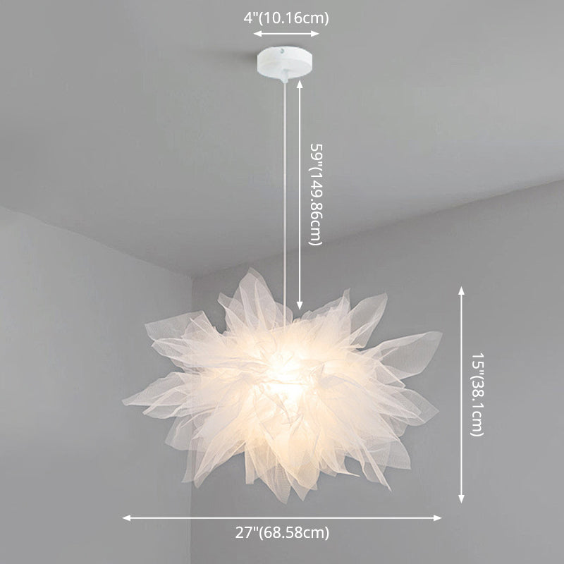 Nordic Style Fabric Flower Pendant Ceiling Light Perfect For Bedroom - 1 Hanging Fixture