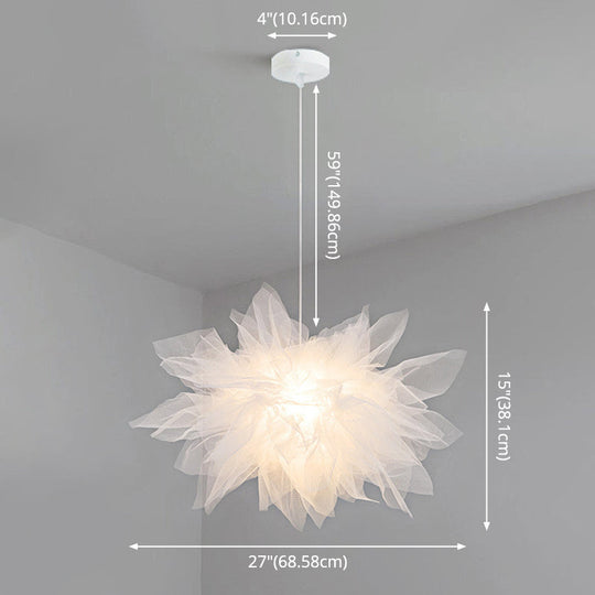 Nordic Style Fabric Flower Pendant Ceiling Light Perfect For Bedroom - 1 Hanging Fixture