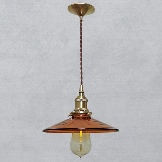 Luminaire suspendu rétro en verre pour salon - Suspension Pan marron avec 1 lumière
