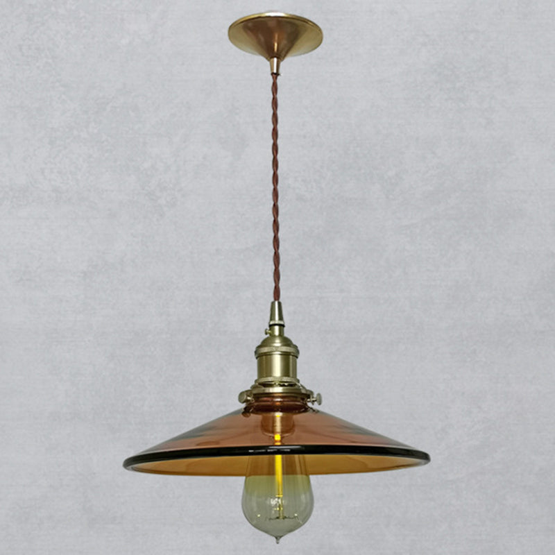 Luminaire suspendu rétro en verre pour salon - Suspension Pan marron avec 1 lumière