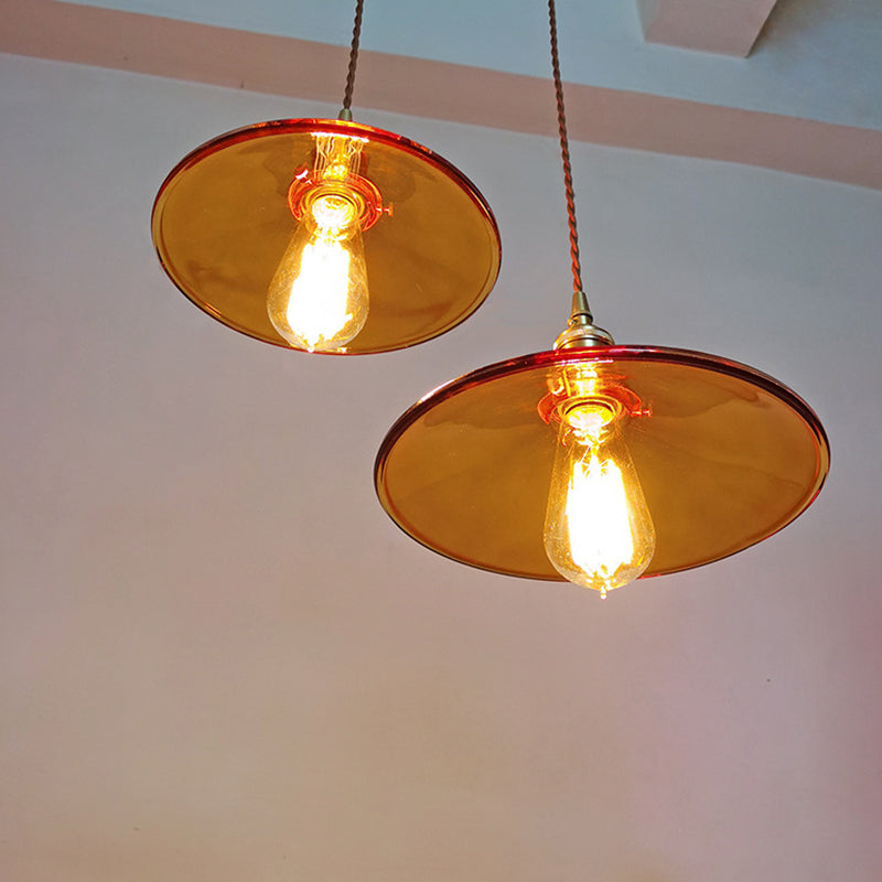 Luminaire suspendu rétro en verre pour salon - Suspension Pan marron avec 1 lumière