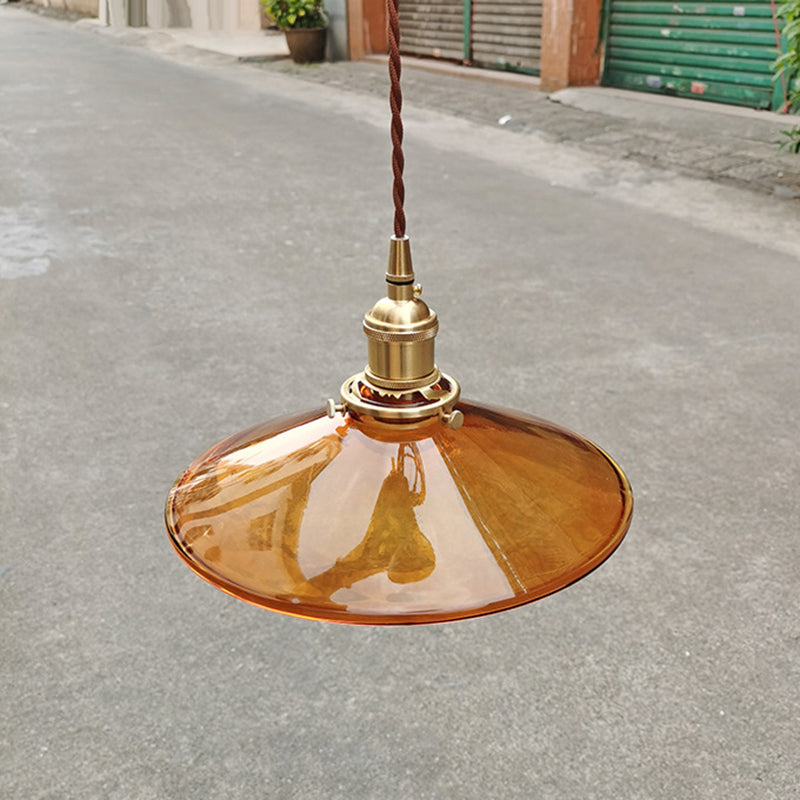 Luminaire suspendu rétro en verre pour salon - Suspension Pan marron avec 1 lumière