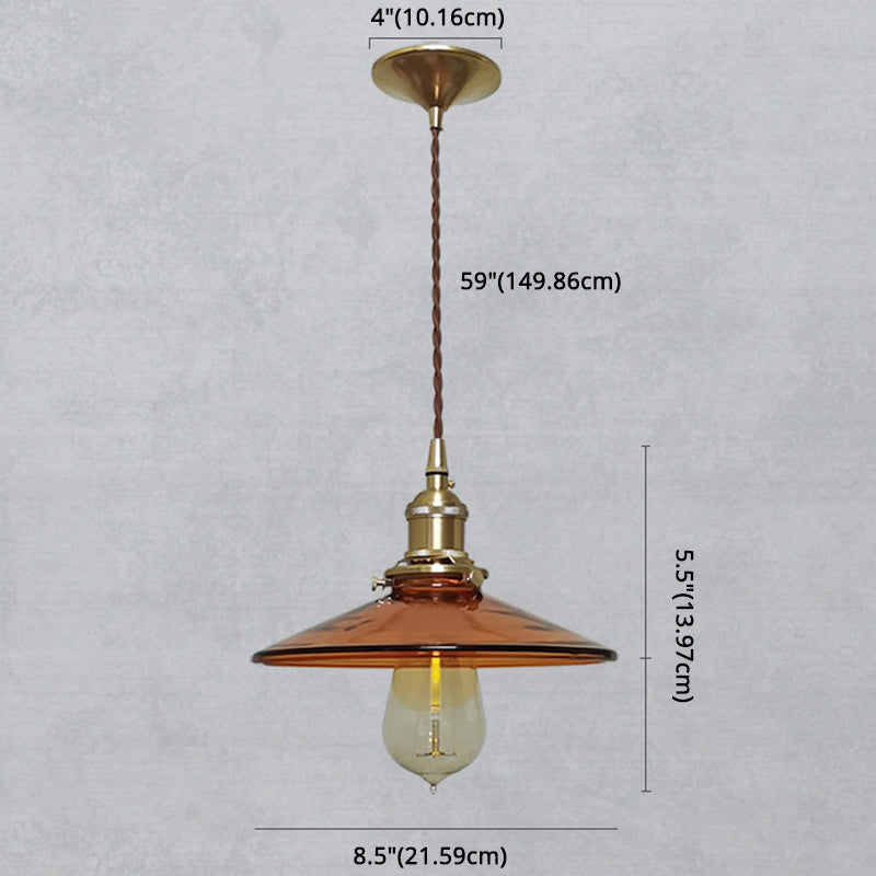 Luminaire suspendu rétro en verre pour salon - Suspension Pan marron avec 1 lumière