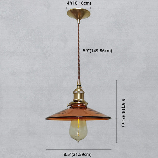 Luminaire suspendu rétro en verre pour salon - Suspension Pan marron avec 1 lumière
