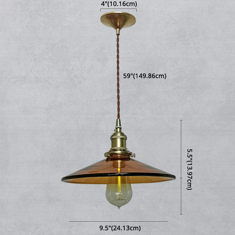 Luminaire suspendu rétro en verre pour salon - Suspension Pan marron avec 1 lumière