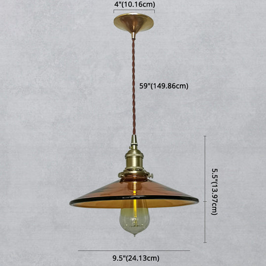Luminaire suspendu rétro en verre pour salon - Suspension Pan marron avec 1 lumière