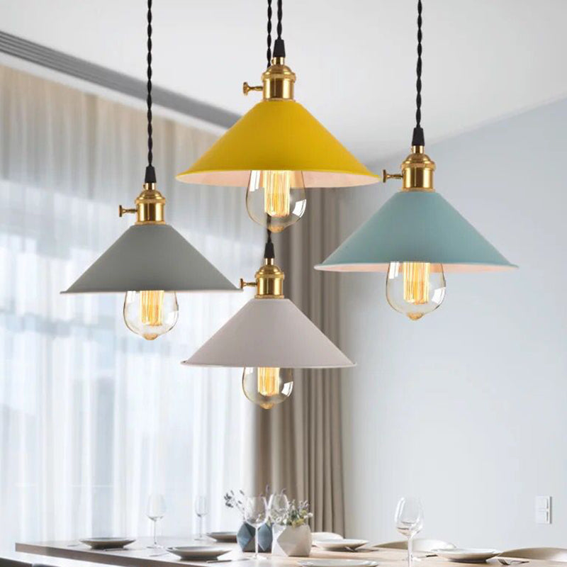 Nordic Industrial Macaron Pendant Light - Colorful Metal 1-Light Lighting