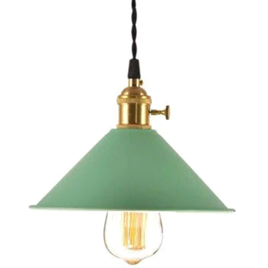 Nordic Industrial Macaron Pendant Light - Colorful Metal 1-Light Lighting Green / 8.5
