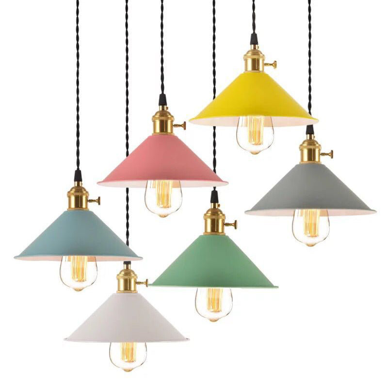 Nordic Industrial Macaron Pendant Light - Colorful Metal 1-Light Lighting