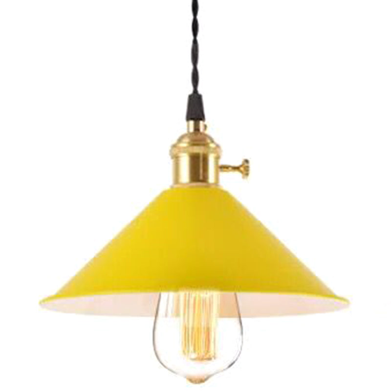 Nordic Industrial Macaron Pendant Light - Colorful Metal 1-Light Lighting Yellow / 8.5