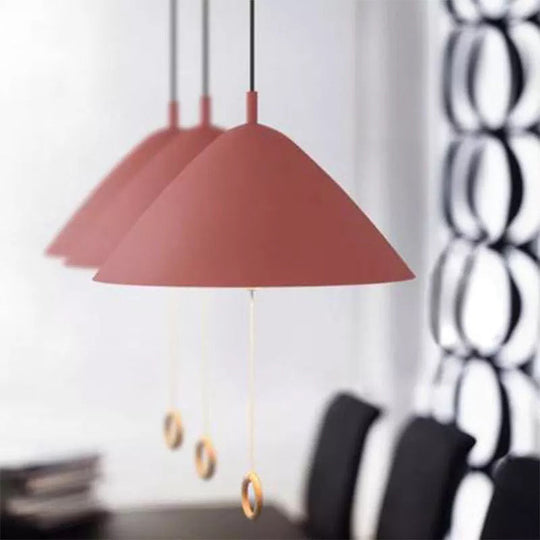 Contemporary Metal Macaron Pendant Light With Pull Ring - 1-Light Modern Lighting