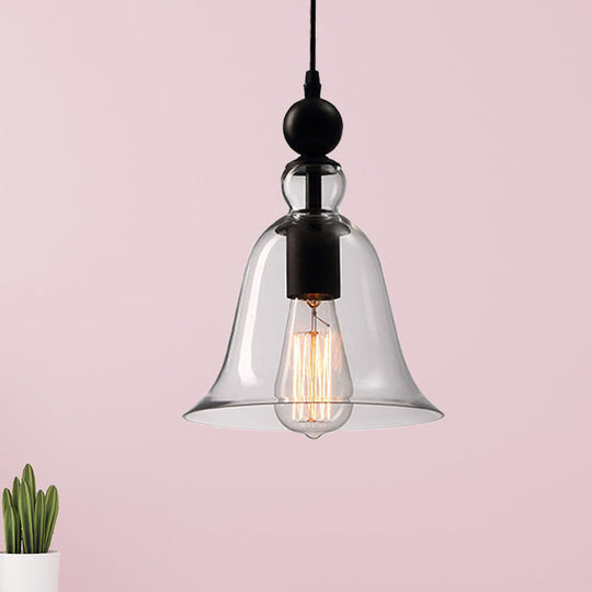 Modern Amber/Clear Glass Bell Pendant Lamp - Stylish Hanging Light for Dining Room
