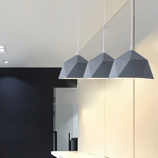 Nordic Macarons Style 1-Light Diamond Pendant: Elegant Metal Hanging Lamp For Dining Room