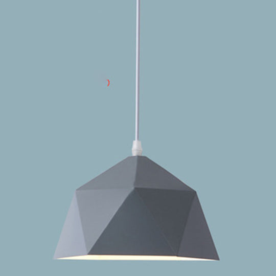 Nordic Macarons Style 1-Light Diamond Pendant Lamp - Modern Metal Dining Room Hanging Lighting