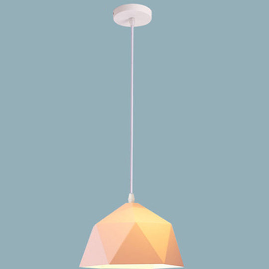 Nordic Macarons Style 1-Light Diamond Pendant Lamp - Modern Metal Dining Room Hanging Lighting