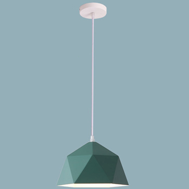 Nordic Macarons Style 1-Light Diamond Pendant Lamp - Modern Metal Dining Room Hanging Lighting