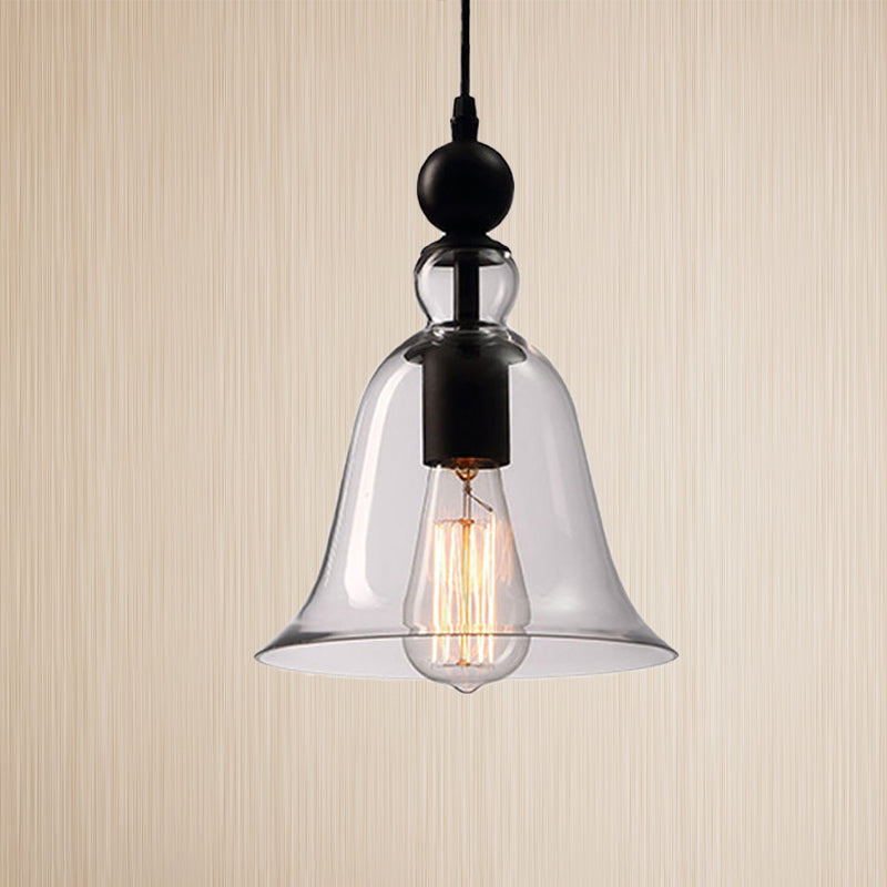 Modern Amber/Clear Glass Bell Pendant Lamp - Stylish Hanging Light for Dining Room