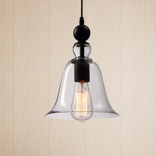 Modern Amber/Clear Glass Bell Pendant Lamp - Stylish Hanging Light for Dining Room