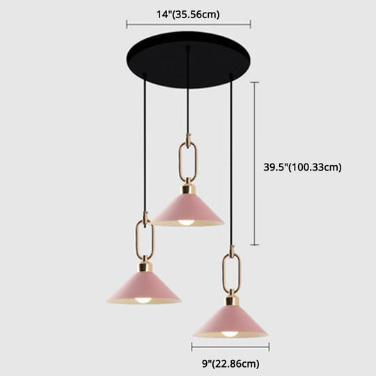 Modern Macarons Umbrella Pendant Light with Metal Ring - Stylish Metal Pendant Lighting