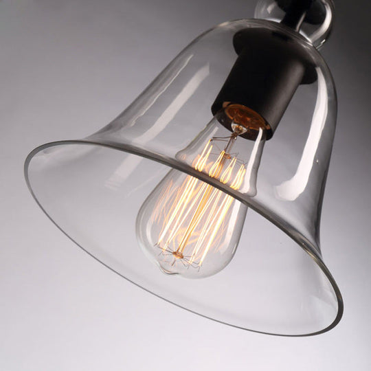 Modern Amber/Clear Glass Bell Pendant Lamp - Stylish Hanging Light for Dining Room