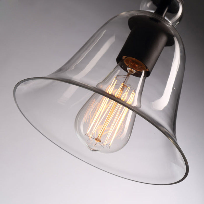 Modern Amber/Clear Glass Bell Pendant Lamp- Dining Room Hanging Light Fixture