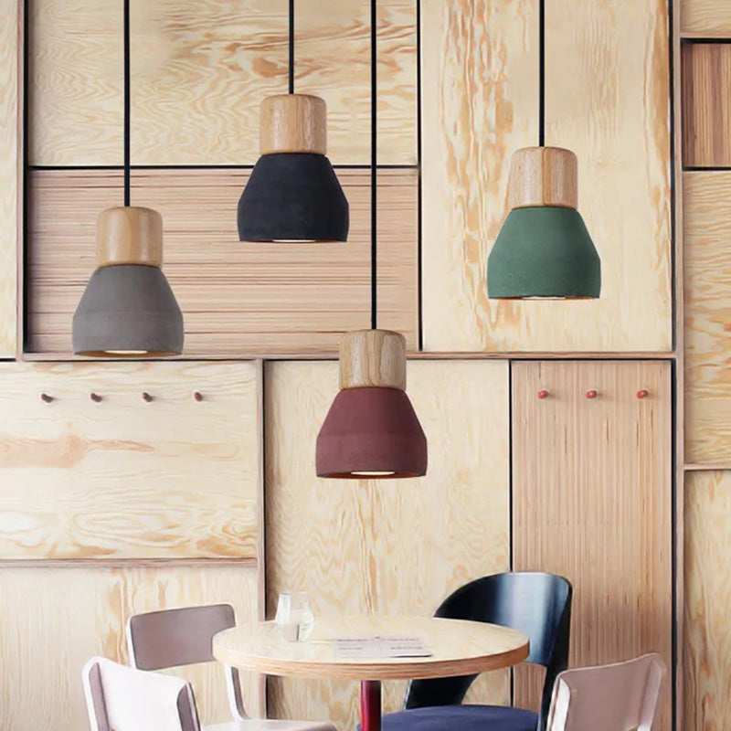 Nordic Minimalist Style Cement Tapered Hanging Light - 1-Light Restaurant Down Mini Pendant