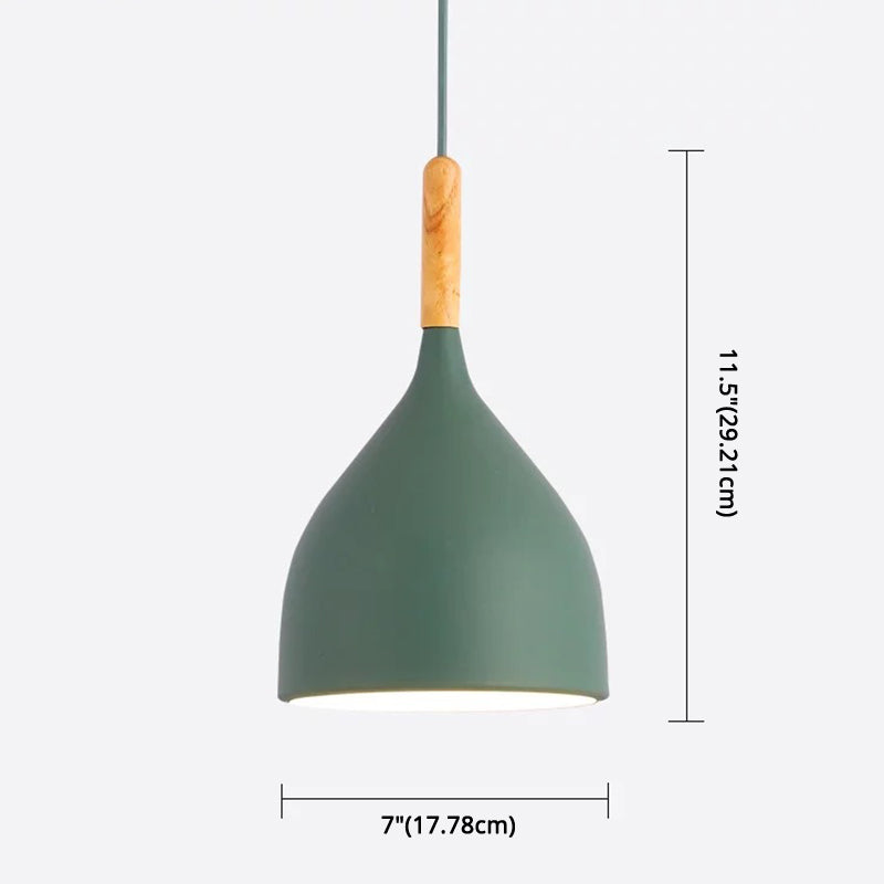 Nordic Style Metal Teardrop Hanging Light with Wooden Top - 1 Light Pendant Lamp for Restaurants