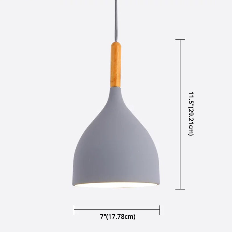 Nordic Style Metal Teardrop Hanging Light with Wooden Top - 1 Light Pendant Lamp for Restaurants