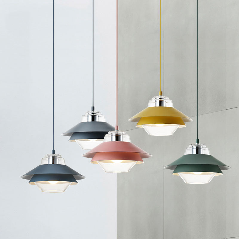 Nordic Style Metal Pendant Lamp with Layered Tiers and Concentric Shade Design