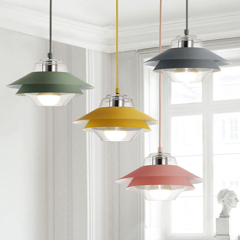 Nordic Style Metal Pendant Lamp with Layered Tiers and Concentric Shade Design