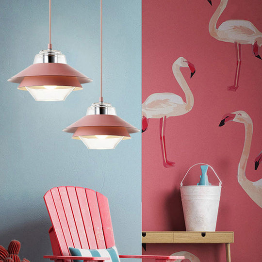 Nordic Style Metal Pendant Lamp with Layered Tiers and Concentric Shade Design