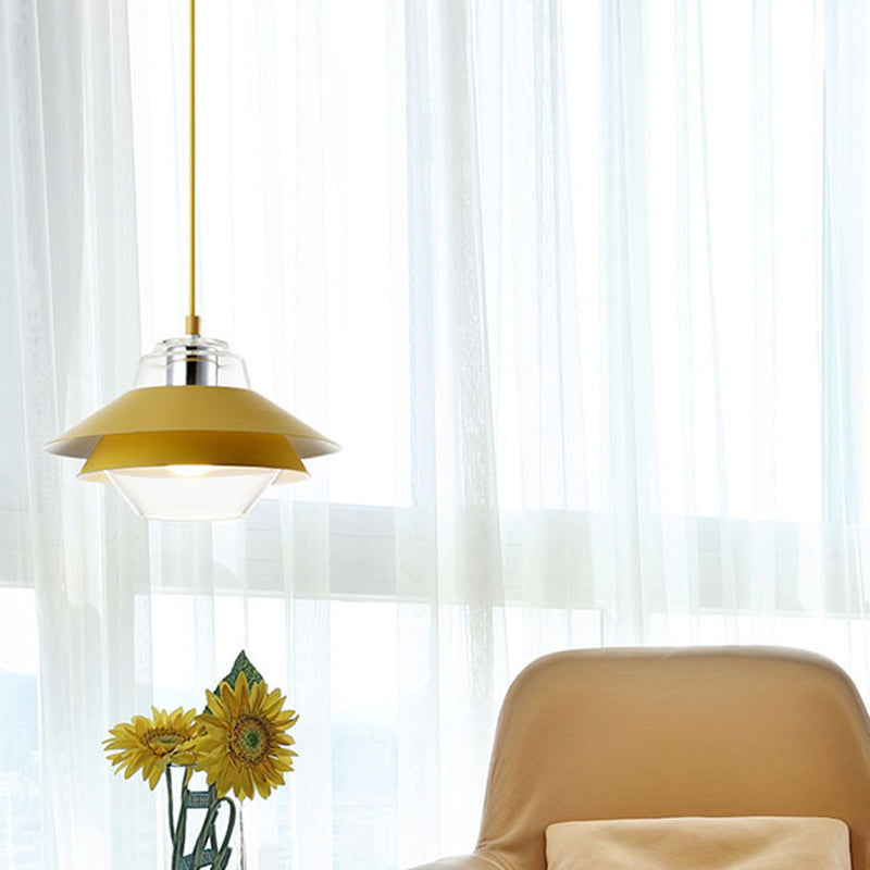 Nordic Style 1-Light Layered Metal Pendant Lamp With Concentric Tiers Shade