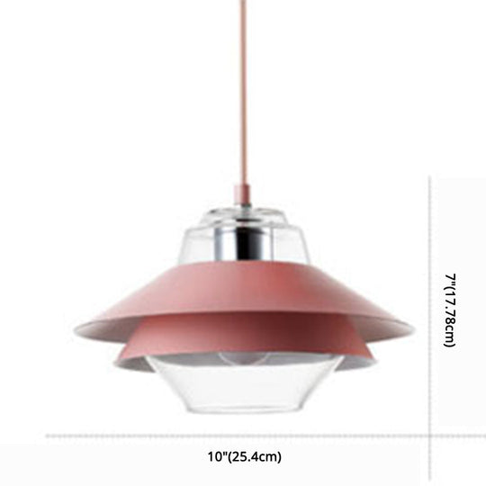 Nordic Style 1-Light Layered Metal Pendant Lamp With Concentric Tiers Shade