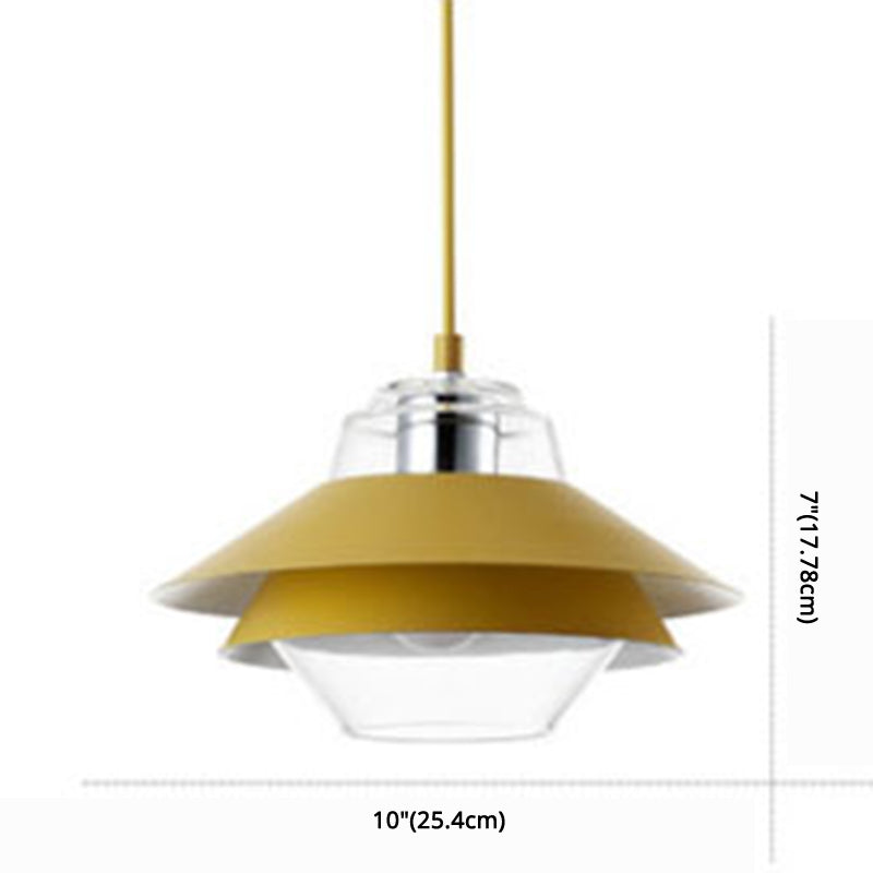 Nordic Style 1-Light Layered Metal Pendant Lamp With Concentric Tiers Shade